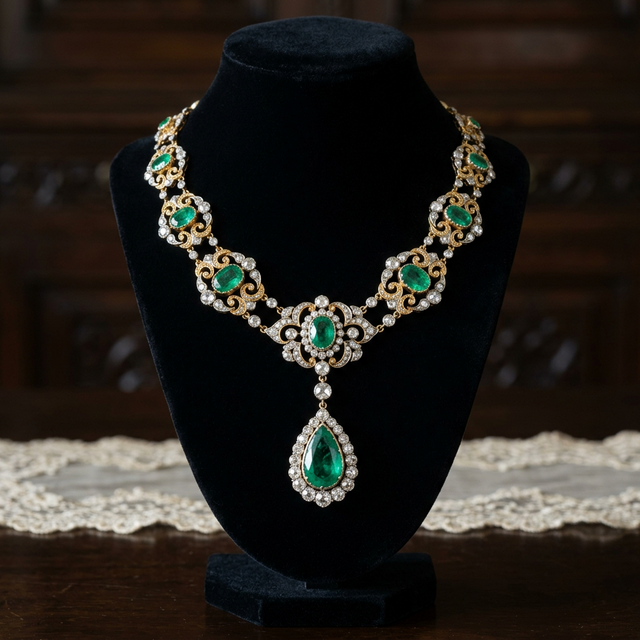 Victorian Emerald & Diamond Necklace